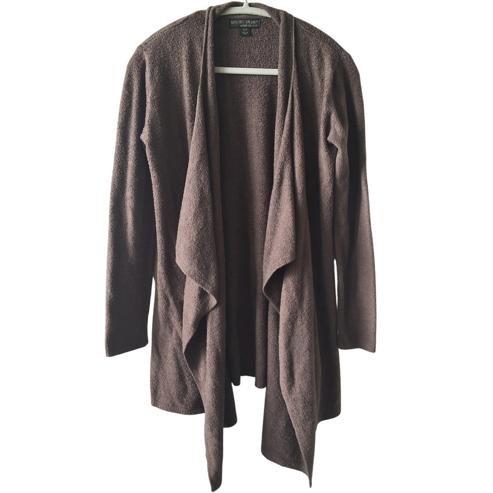 Barefoot Dreams Bamboo Chic Lite S/M Calypso Drape Front Wrap Cardigan Cocoa